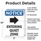 Signmission Entering Quiet Zone, 7 in W x Rectangle, Aluminum OS-2PACK-NS-A-710-V-12096 - alternate 4